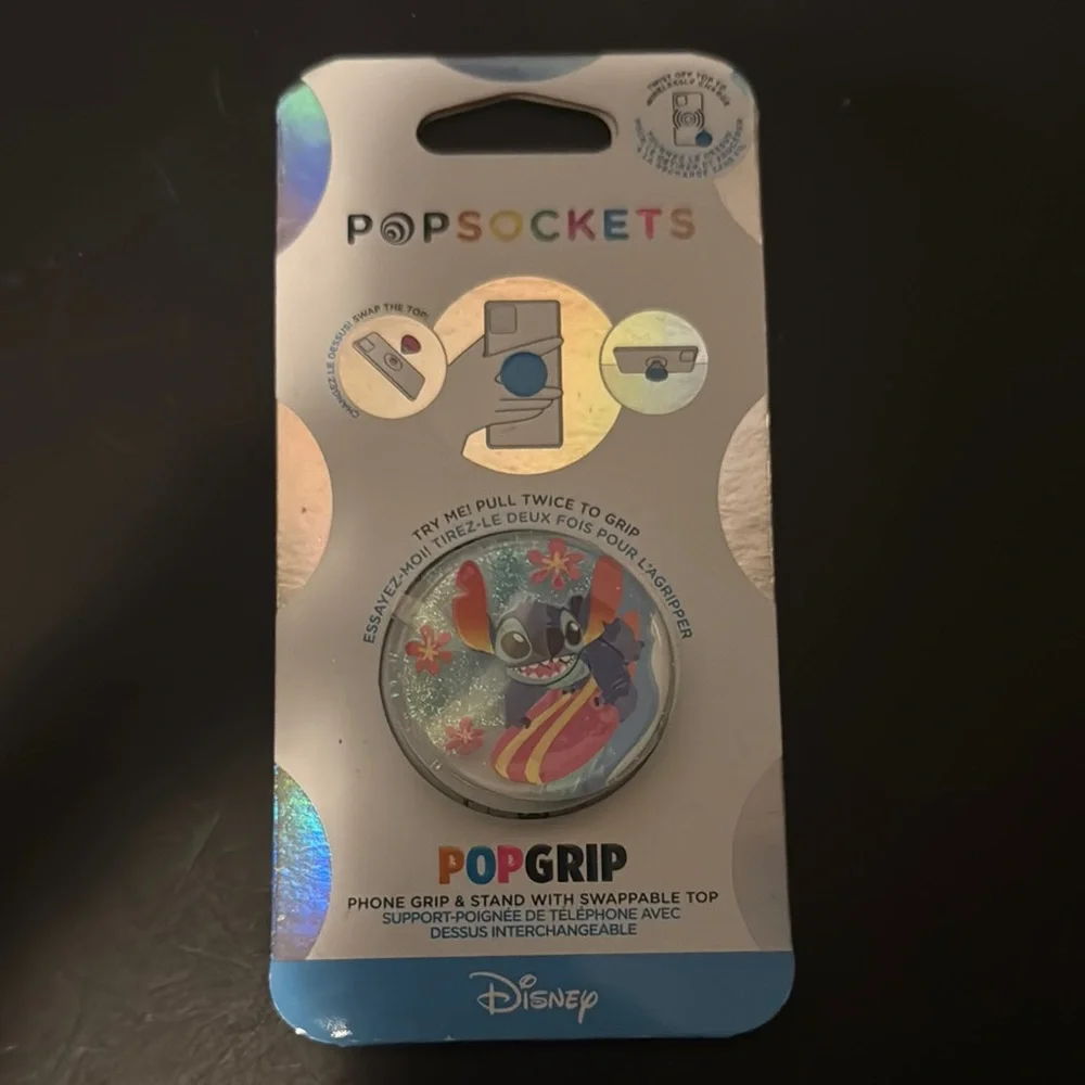 Disney PopSockets PopGrip - Blue Stitch Tidepool Surfboard New